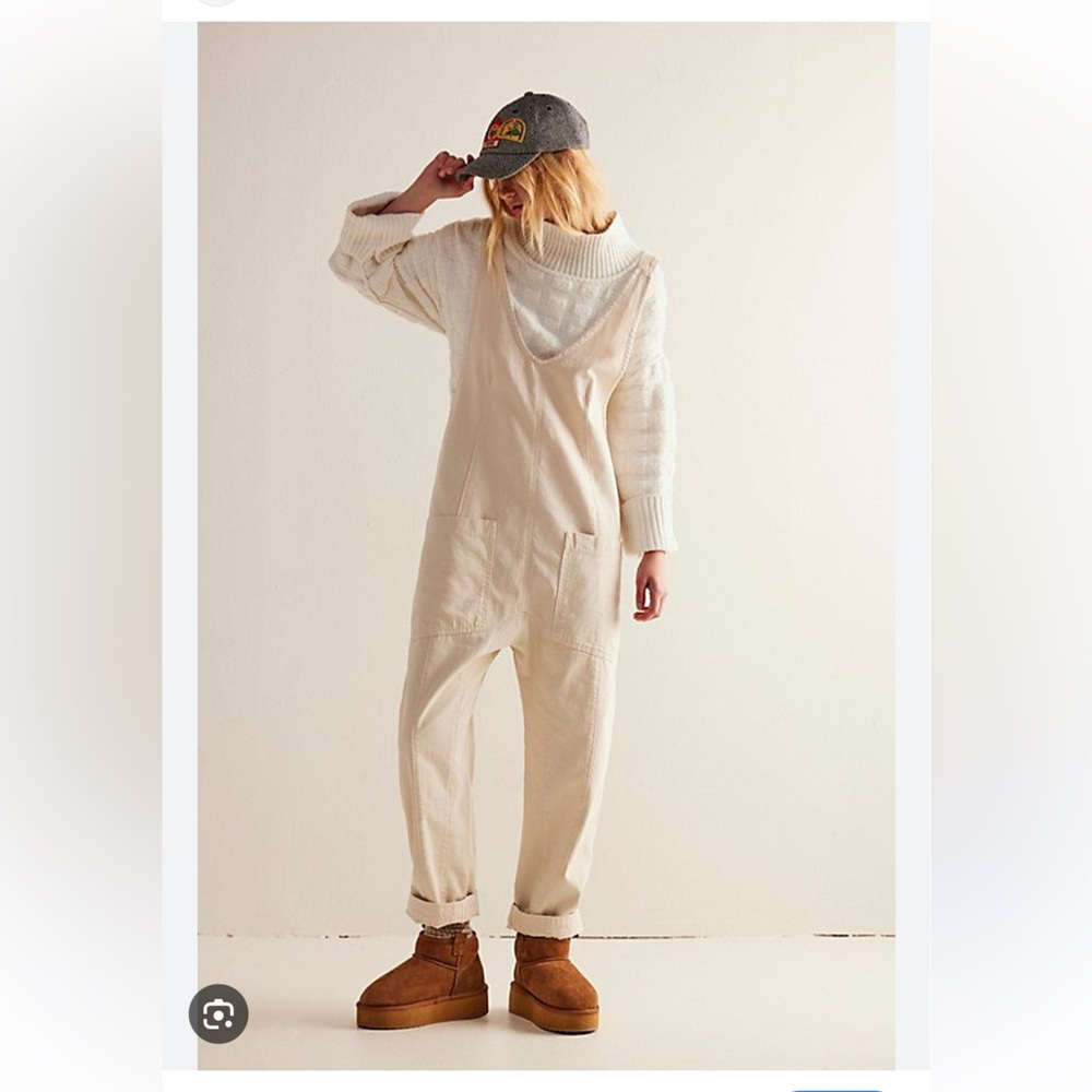 FREE PEOPLE We The Free High Roller Jumpsuit in white/cream, size L